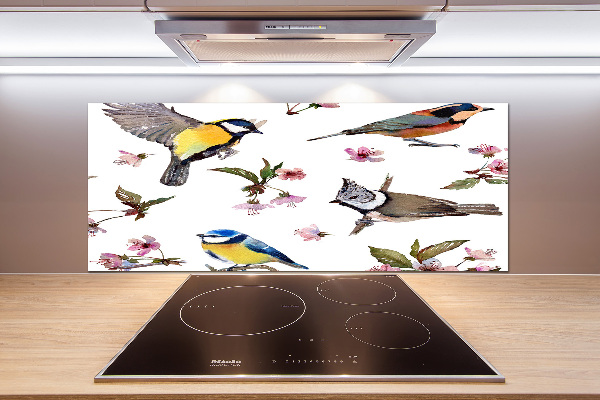 Küchen wandpaneel Kirschblütenvögel