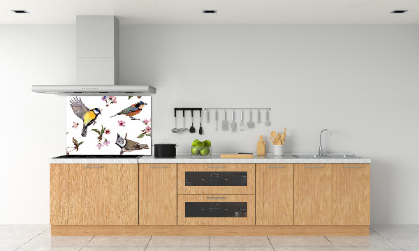 Küchen wandpaneel Kirschblütenvögel