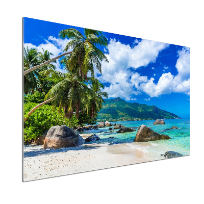 Glasrückwand für die küche Strand der Seychellen
