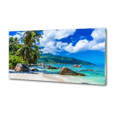 Glasrückwand für die küche Strand der Seychellen