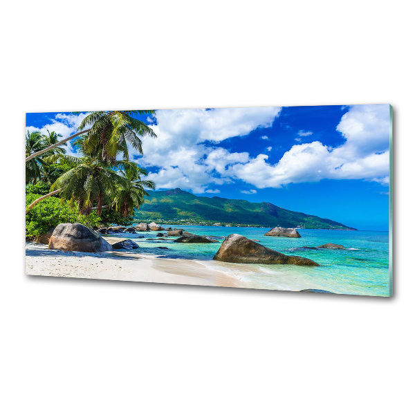 Glasrückwand für die küche Strand der Seychellen