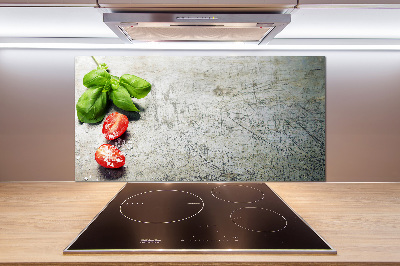 Platte für Küchenrückwand Tomaten und Basilikum