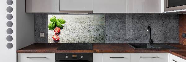 Platte für Küchenrückwand Tomaten und Basilikum