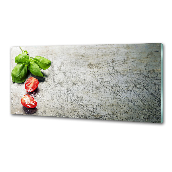 Platte für Küchenrückwand Tomaten und Basilikum