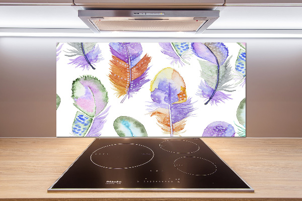 Küchen wandpaneel Bunte Federn
