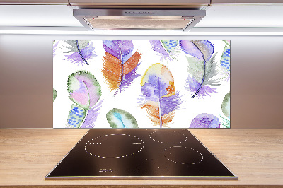 Küchen wandpaneel Bunte Federn