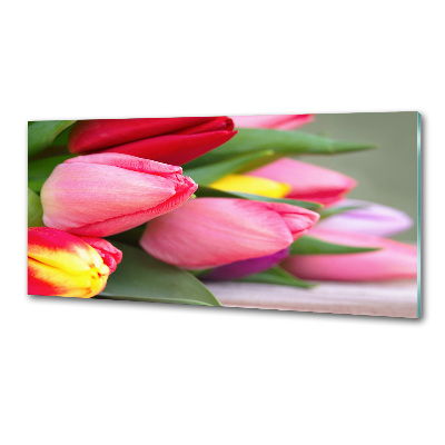 Küchen wandpaneel Bunte Tulpen