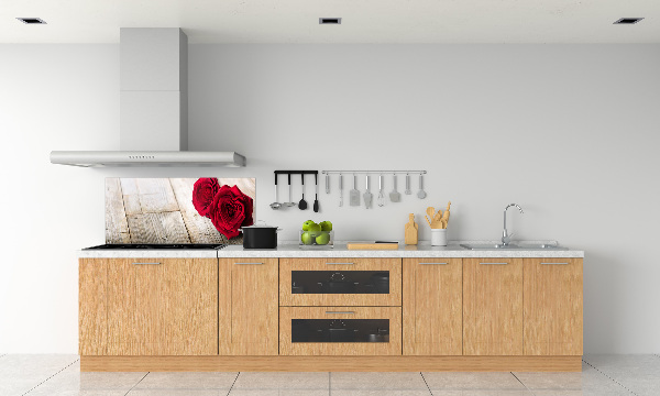 Platte für Küchenrückwand Rosen auf Holz