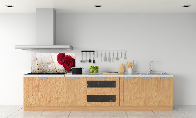 Platte für Küchenrückwand Rosen auf Holz