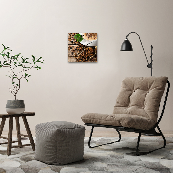 Wanduhr quadratisch Kaffee