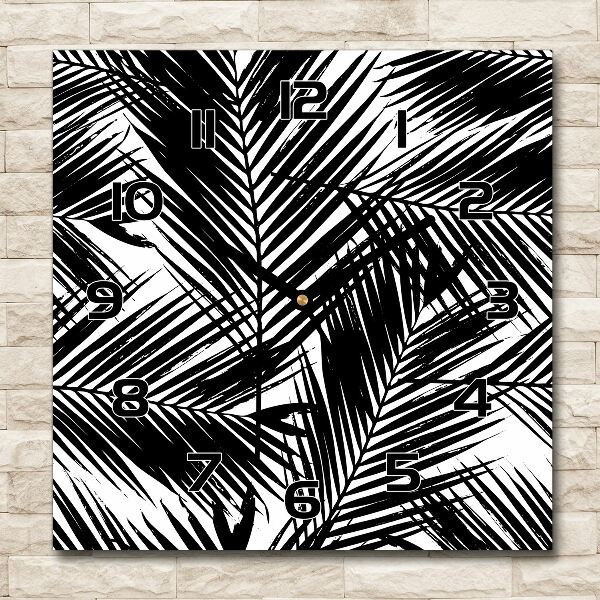 Wanduhr modern quadratisch Palmenblätter