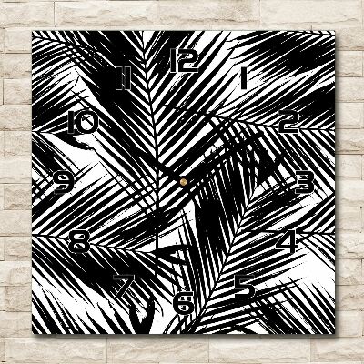 Wanduhr modern quadratisch Palmenblätter