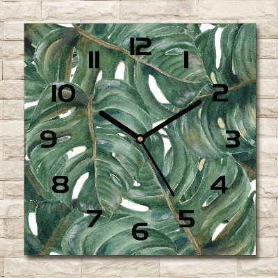 Wanduhr quadratisch Monstera