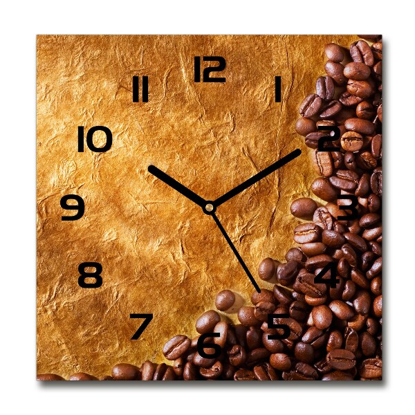 Wanduhr quadratisch Kaffeebohnen