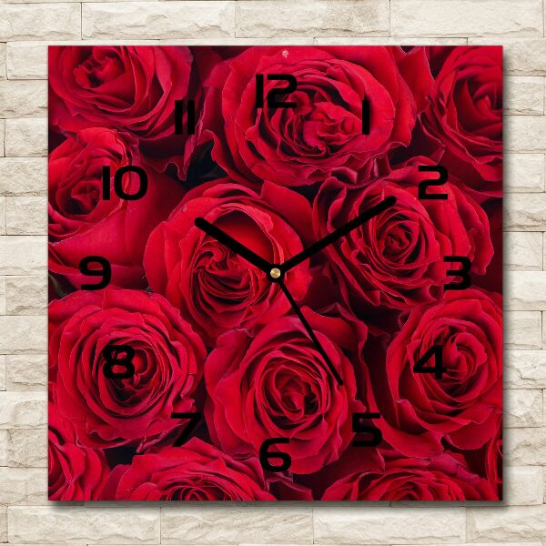 Wanduhr modern quadratisch Rosen