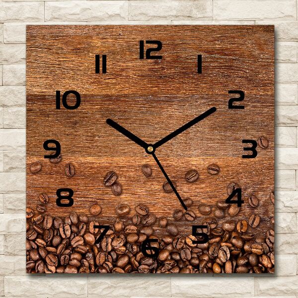 Wanduhr quadratisch Kaffeebohnen