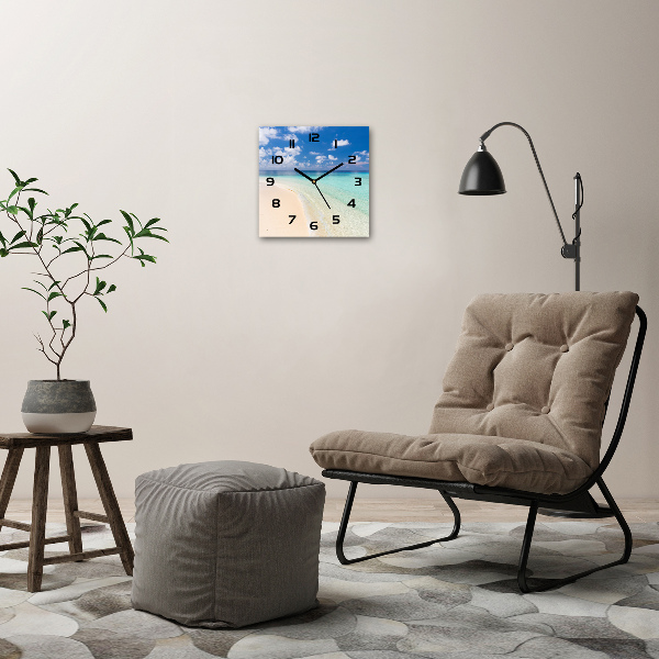 Wanduhr quadratisch Strand auf den Malediven