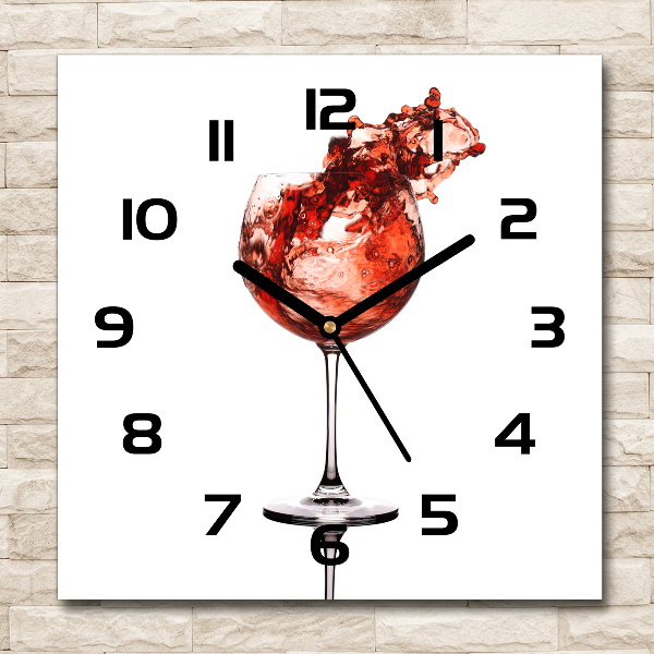Wanduhr quadratisch Ein Glas Wein