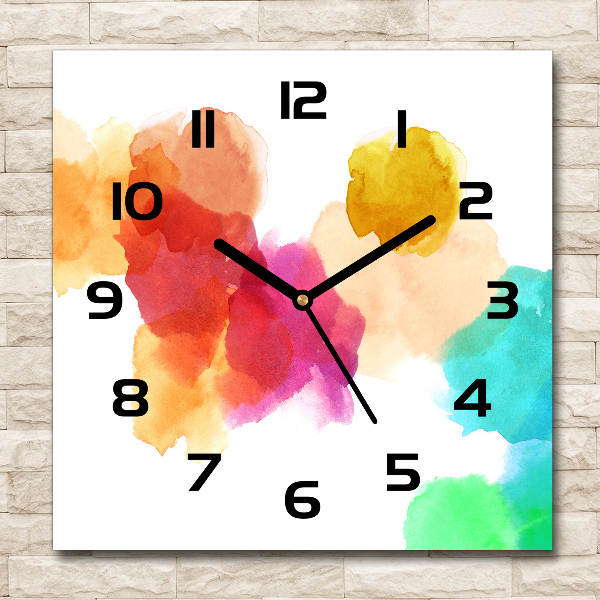 Wanduhr quadratisch Bunte Flecken