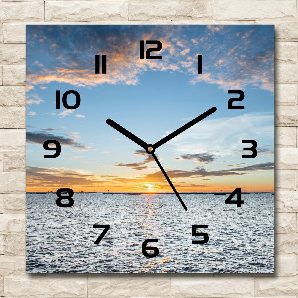 Wanduhr modern quadratisch Dämmerung am Meer