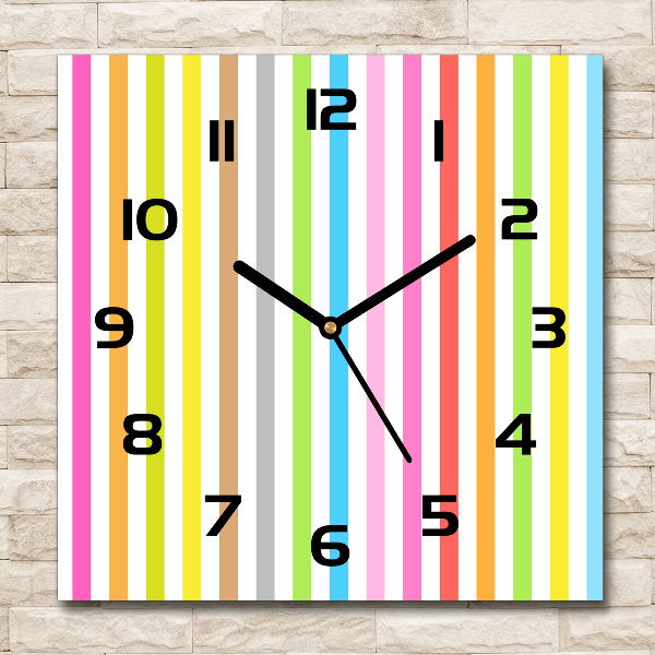 Wanduhr modern quadratisch Bunte Streifen