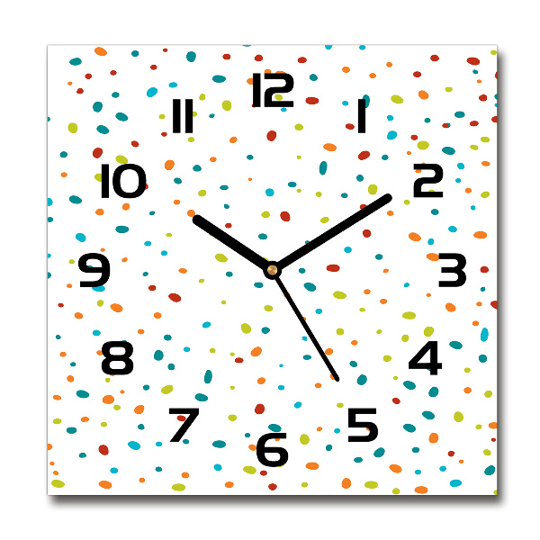 Wanduhr quadratisch Bunte Punkte