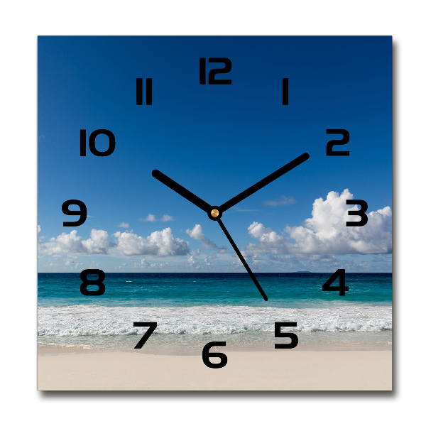 Wanduhr modern quadratisch Strand der Seychellen