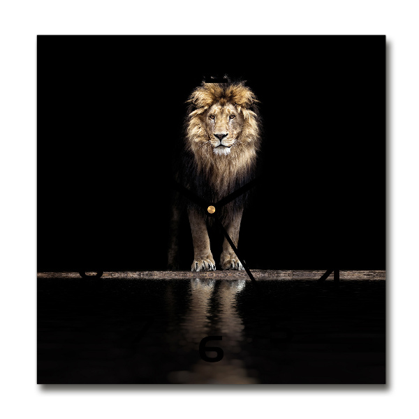 Wanduhr modern quadratisch Porträt eines Löwen