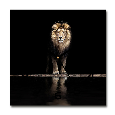 Wanduhr modern quadratisch Porträt eines Löwen