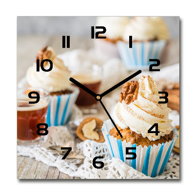 Wanduhr modern quadratisch Cupcakes