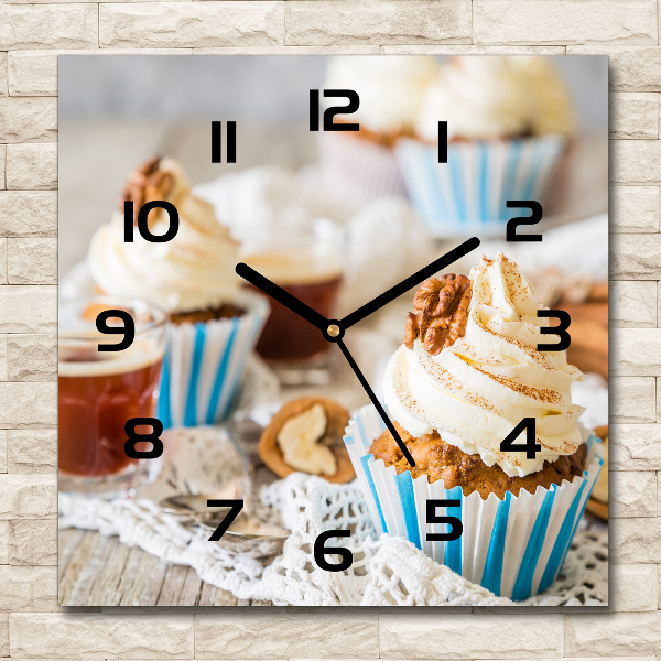 Wanduhr modern quadratisch Cupcakes