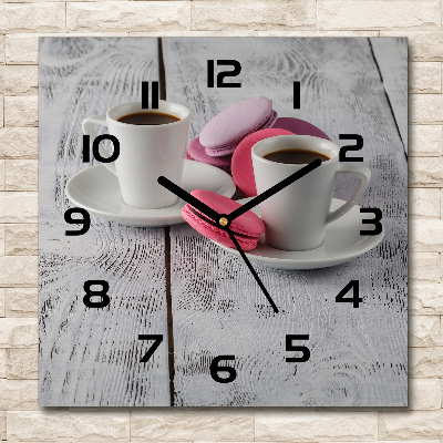 Wanduhr quadratisch Kaffee und Kekse