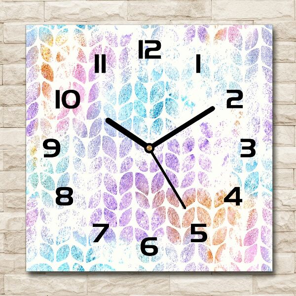 Wanduhr quadratisch Bunte Blätter