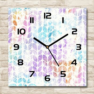 Wanduhr quadratisch Bunte Blätter