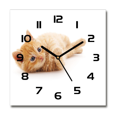 Wanduhr quadratisch Ingwerkatze