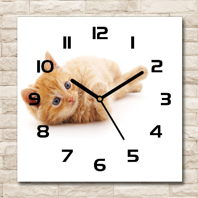 Wanduhr quadratisch Ingwerkatze