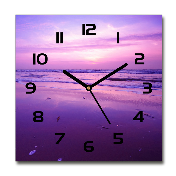 Wanduhr quadratisch Sonnenuntergang, Sonne, Meer