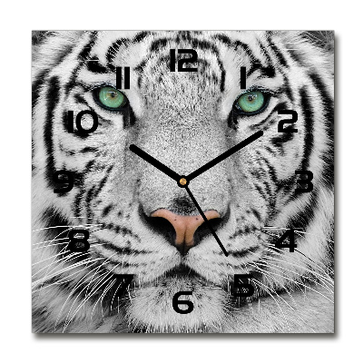 Wanduhr modern quadratisch Weißer Tiger