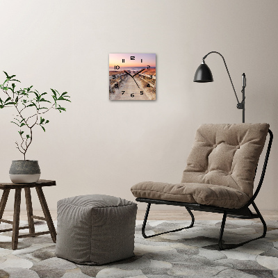 Wanduhr quadratisch Weg zum Strand