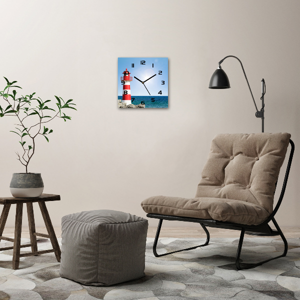 Wanduhr quadratisch Leuchtturm