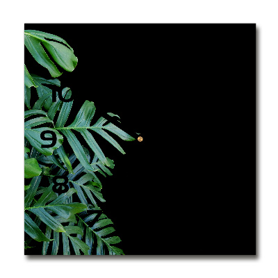 Wanduhr modern quadratisch Monstera