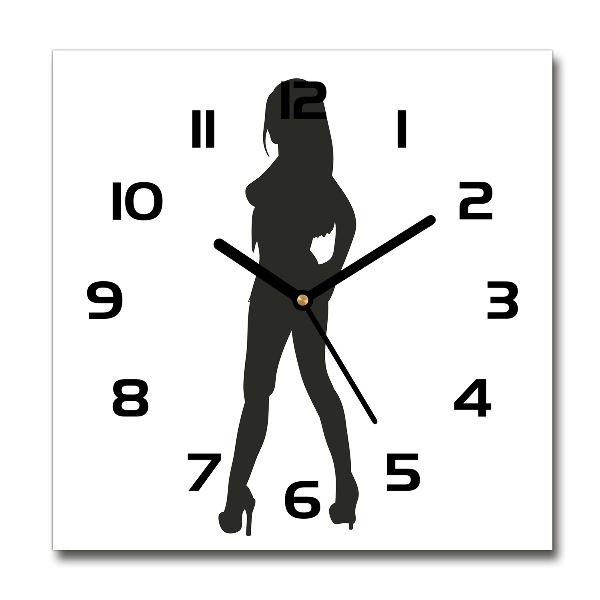 Wanduhr modern quadratisch Silhouette einer Frau