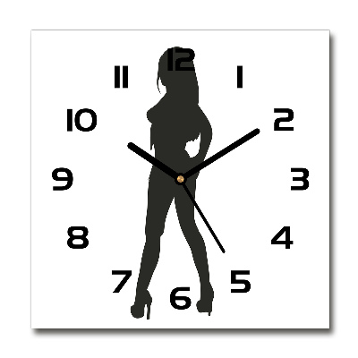 Wanduhr modern quadratisch Silhouette einer Frau