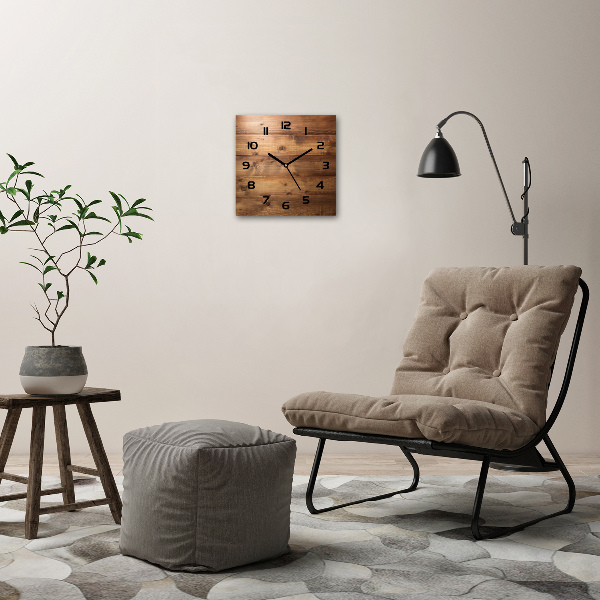 Wanduhr quadratisch Holzhintergrund