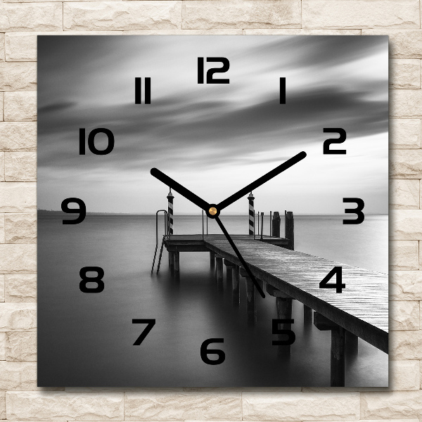 Wanduhr modern quadratisch Pier am See