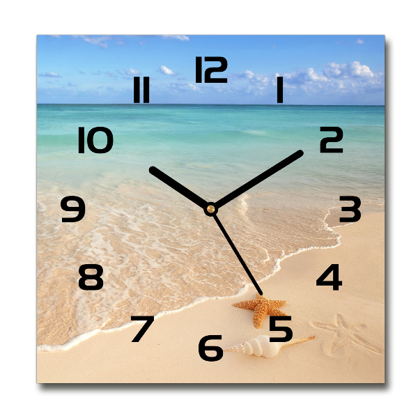 Wanduhr quadratisch Seesterne am Strand
