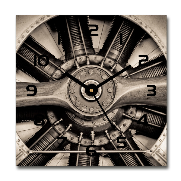 Wanduhr quadratisch Flugzeugmotor