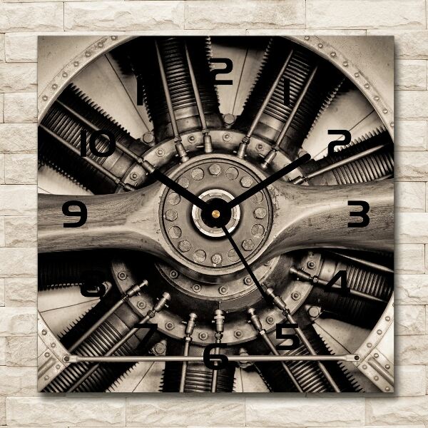 Wanduhr quadratisch Flugzeugmotor
