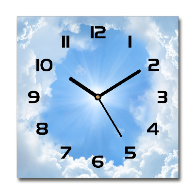 Wanduhr quadratisch Wolken am Himmel