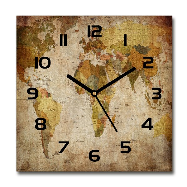 Wanduhr modern quadratisch Politische Karte